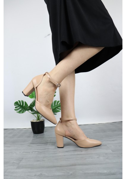Kadın Kalın Topuklu Nude Ayakkabı modelleri