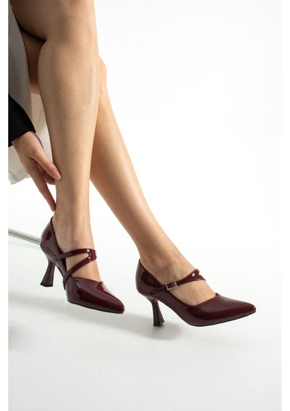 Lunera Zarif Tokalı Rahat Kalıp Kadın 6,5 cm Topuklu Bordo Rugan Mary Jane Ayakkabı fiyatları