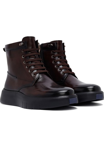 Erkek Kahverengi Fermuarlı Kalın Tabanlı Deri Bot 25WFD695418 fırsatları