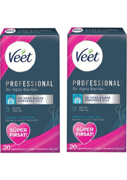 Profesyonel Vücut Ağda Bandı, 20'li Paket, Çift Set, Rahat ve Etkili Kullanım