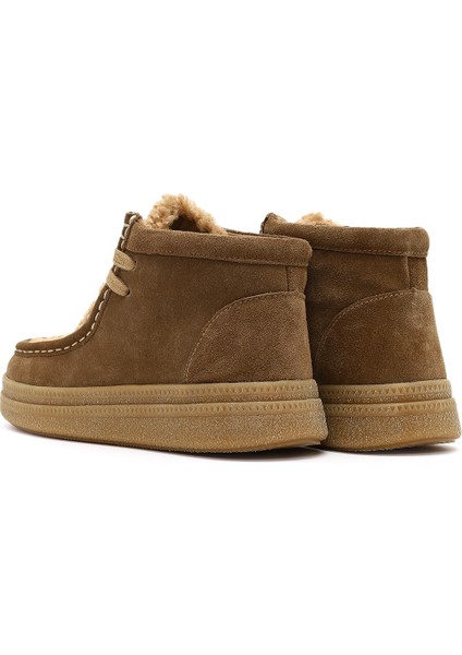 Kadın Vizon Bağcık Kalın Tabanlı Süet Deri Teddy Bot 25WFD205010