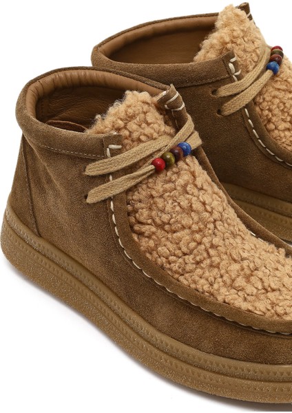 Kadın Vizon Bağcık Kalın Tabanlı Süet Deri Teddy Bot 25WFD205010