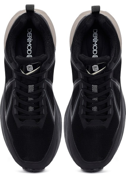 Dry Erkek Siyah Bağcıklı Kalın Tabanlı Kumaş Sneaker 25WFD690214