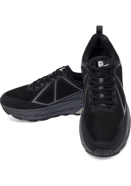 Dry Erkek Siyah Bağcıklı Kalın Tabanlı Kumaş Sneaker 25WFD690214