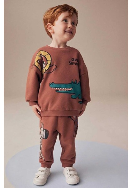 Erkek Çocuk Pamuklu 3 Iplik Hayvan Figürlü Alt Üst Takım 2-8 Yaş 12210