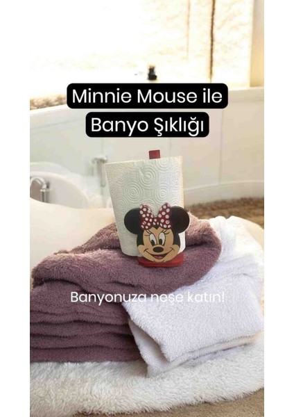 Ahşap Havluluk Kırmızı Minnie Mouse Desen