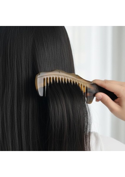 Doğal Boynuzdan El Yapımı Kemik Tarak Kıvırcık ve Dalgalı Saçlar Için KT-161 - 20 cm Kalın Gövde modelleri