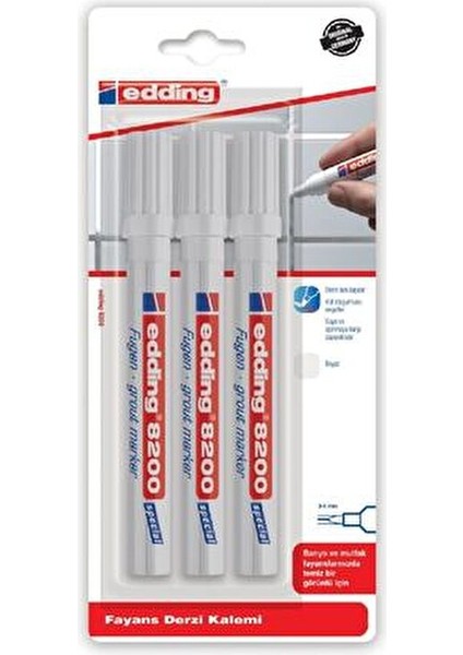 Fayans Kalemi 3'lü Beyaz Suya Dayanıklı ve Silinmeyen 2-4 mm Çizgi Kalınlığı fiyatları