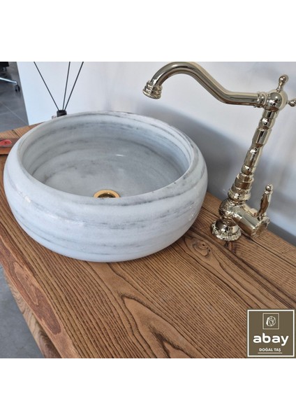 Marmara Gri Bombeli Mermer Lavabo