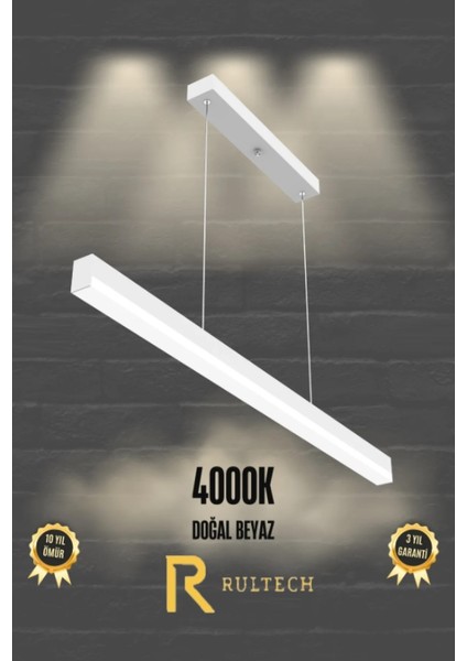 Magro 4000K Sıcak Beyaz Işık , Beyaz Kasa, 100CM Ledli Sarkıt Modern LED Avize, Salon, Mutfak, Masa