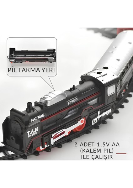 Oyuncak 23 Parça Retro Vagonlu Işıklı Tren Seti 96 cm Ray Uzunluğu 3 Vagonlu 8 Şeklinde Ray Dizilimi 3 Farklı Ray Kombinasyonu indirimleri