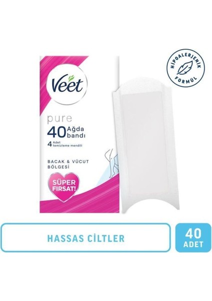 Hipoalerjenik Sir Ağda Bandı Hassas Ciltler Bacak ve Vücut 40'lı Paket