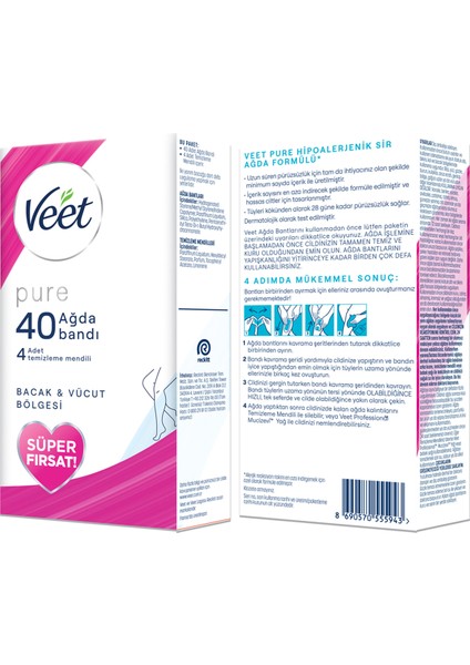 Hipoalerjenik Sir Ağda Bandı Hassas Ciltler Bacak ve Vücut 40'lı Paket