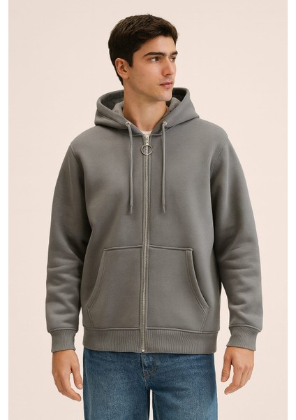 Düz Renk Kapüşonlu Üç Ip Unisex Ceket fiyatları