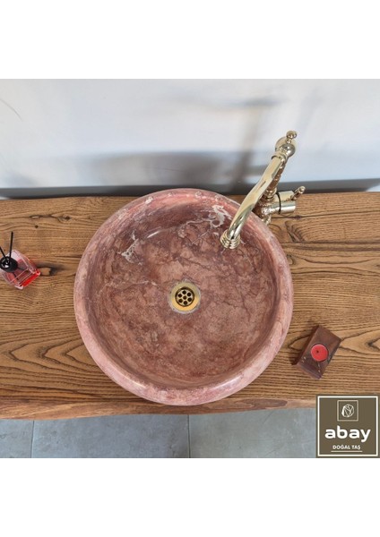 Kırmızı Traverten Bombeli Lavabo modelleri