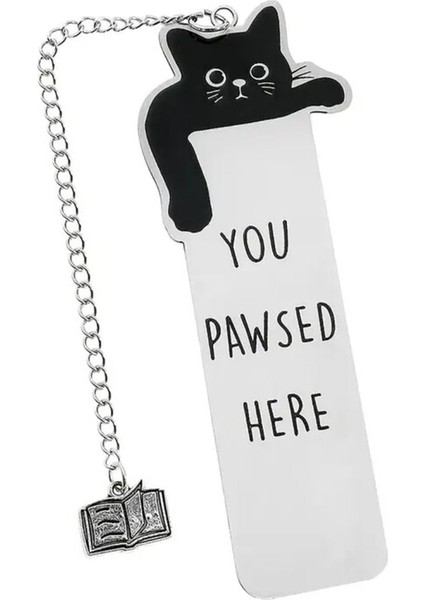 Kara Kedi Çekici Siyah Kedi 'burada Dur' Paslanmaz Çelik Kitap Ayracı Kedi Severler