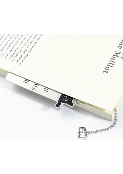 Kara Kedi Çekici Siyah Kedi 'burada Dur' Paslanmaz Çelik Kitap Ayracı Kedi Severler fiyatları