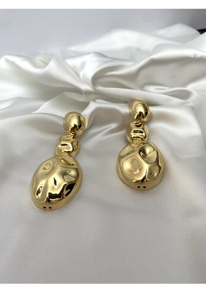 Akışkan Üçlü Gold Sallantı Küpe modelleri