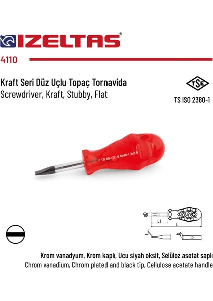 Tornavida Topaç Düz 6.5*40