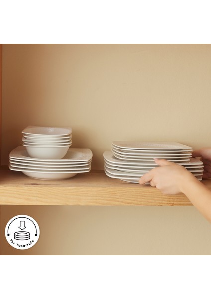 Square Bone Royal Lace 24 Parça 6 Kişilik Yemek Takımı