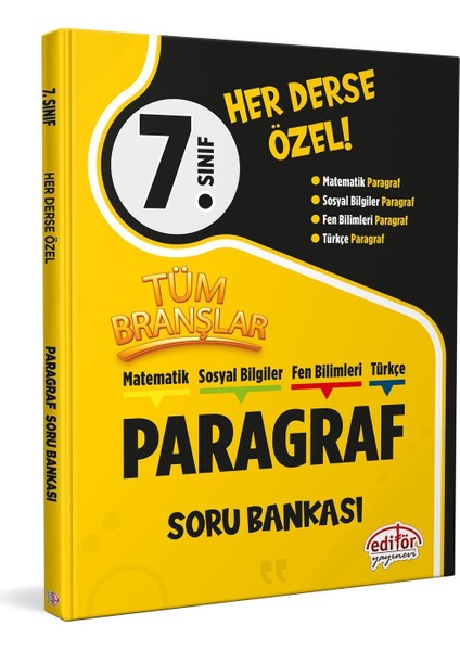 7. Sınıf Tüm Branşlar Paragraf Soru Bankası Editör Yayınları