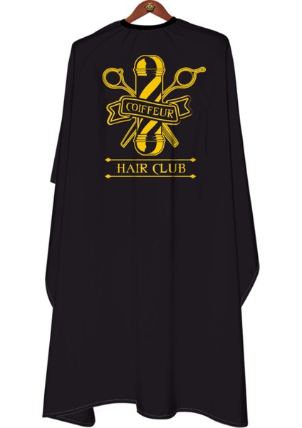 Siyah Baskılı Berber ve Kuaför Saç Kesim Önlüğü