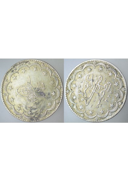 5. Mehmet Reşat Gümüş 20 Kuruş 1327/9 El-Gazi-Mecidiye. Hatalı Kalıp Yönü-Errör. Lekeli Çilaltı