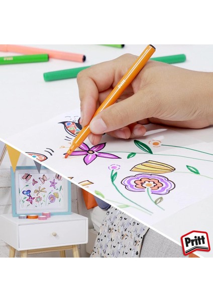 Boya Seti Kuru Sulu Pastel Keçeli ve 43 gr Stick Yapıştırıcı Kırtasiye Seti Prit