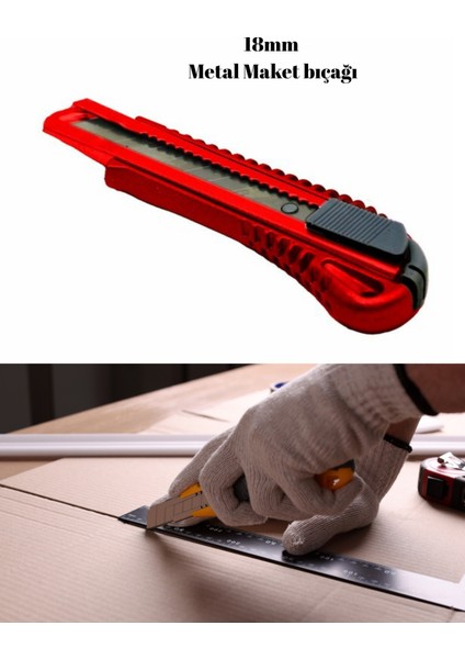 Sağlam Metal Yapılı Büyük Boy 18MM Maket Bıçağı, Dayanıklı ve Kullanışlı Araç