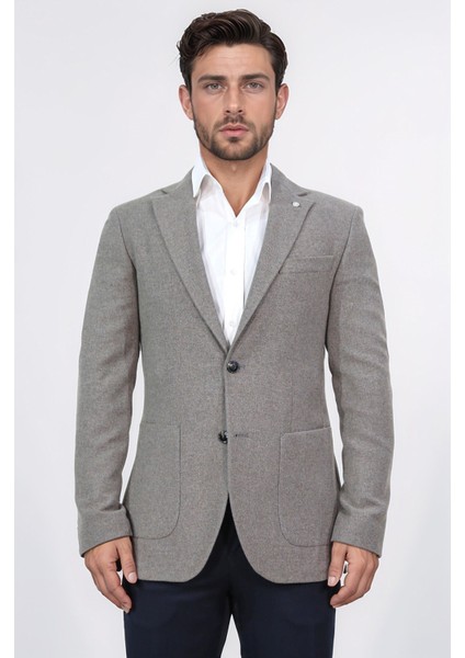 Slim Fit Mono Yaka Kahverengi Astarsız Tek Ceket fiyatları