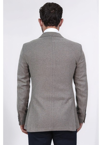 Slim Fit Mono Yaka Kahverengi Astarsız Tek Ceket fırsatları