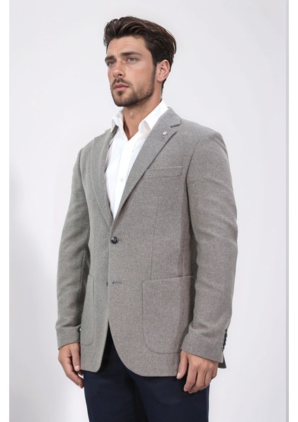 Slim Fit Mono Yaka Kahverengi Astarsız Tek Ceket indirimleri