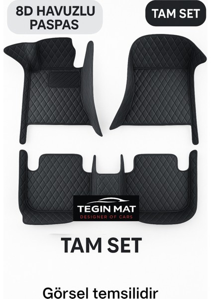 Chery Tiggo 7 Pro Max 8d Araca Özel Havuzlu Suni Deri Paspas Siyah (Tam Kaplama, 11 Mm, Kokusuz)