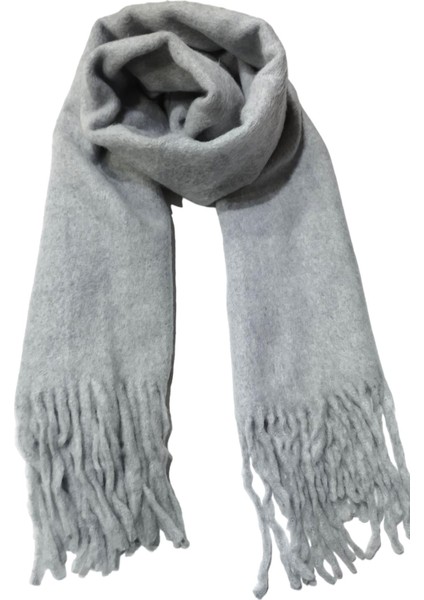 Gri Düz Renk Yumoş Kışlık Atkı