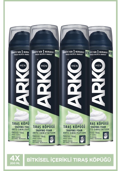 Nazik Erkek Tıraş Köpüğü, 4X200 Ml, Ferah ve Yumuşak Tıraş Deneyimi