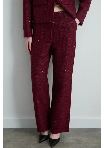 Boru Paça Tüvit Pantolon - Bordo fiyatları