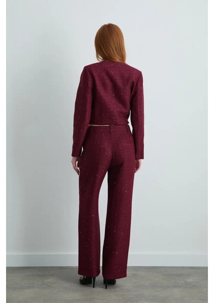 Boru Paça Tüvit Pantolon - Bordo fırsatları
