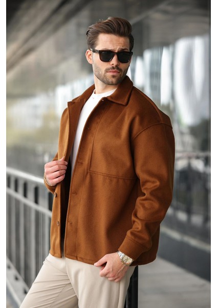 Kahverengi Kaşe Gömlek Ceket E6765