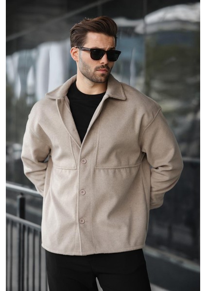 Taş Rengi Kaşe Gömlek Ceket E6765