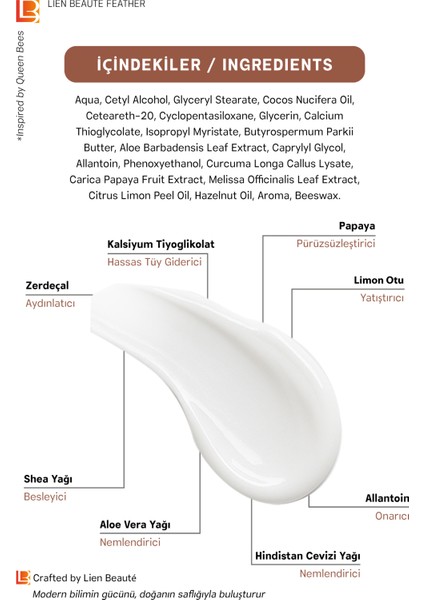 Doğal Tüy Dökücü Krem, Papaya, Zerdeçal, Limon Otu, Allantoin, Unisex modelleri