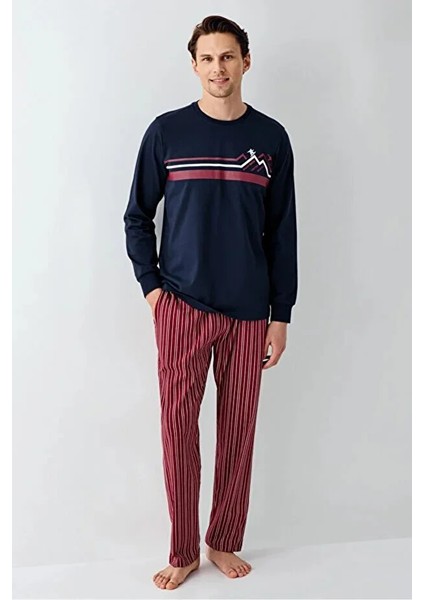 Uzun Kol Çizgili Erkek Pijama Takım 3648