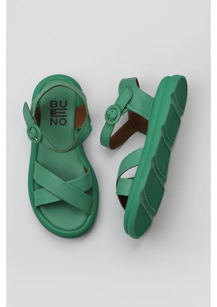 Yeşil Koyu Deri Kadın Düz Sandalet 01WY9409 01WY9409 fiyatları