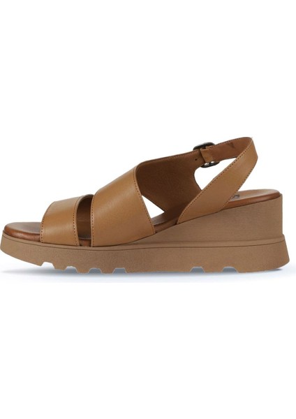 Taba Deri Kadın Dolgu Topuklu Sandalet 01WY8602 01WY8602 fırsatları