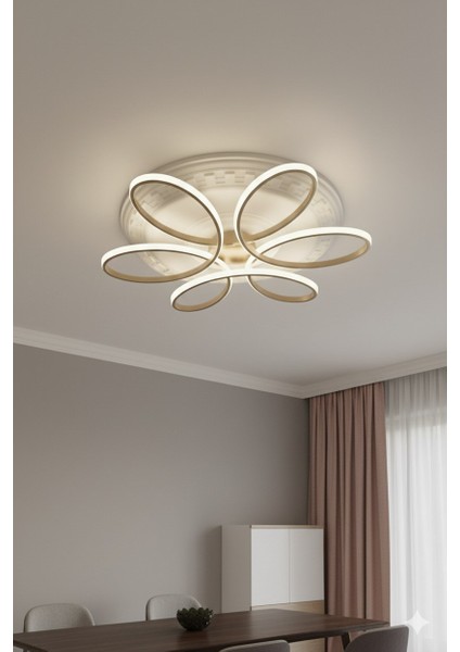 Papatya Gold Kasa 3 Renkli KUMANDASIZ,65CM,OTURMA Odası,yatak Odası,salon Için LED Avize