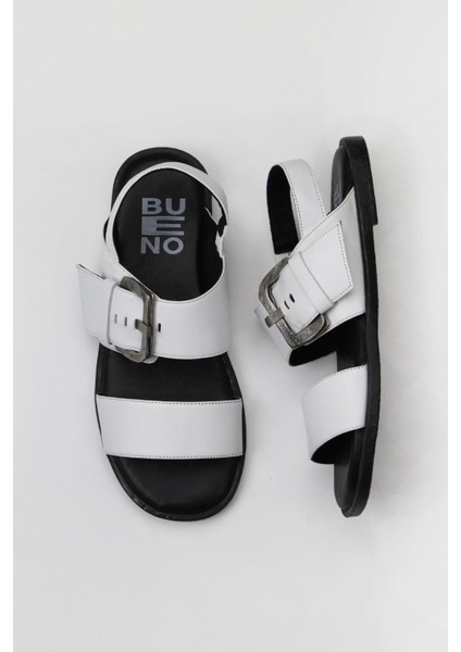 Beyaz Deri Kadın Düz Sandalet 01WY2013 01WY2013