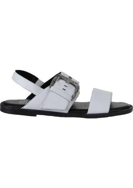 Beyaz Deri Kadın Düz Sandalet 01WY2013 01WY2013 fiyatları