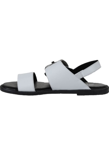 Beyaz Deri Kadın Düz Sandalet 01WY2013 01WY2013 fırsatları