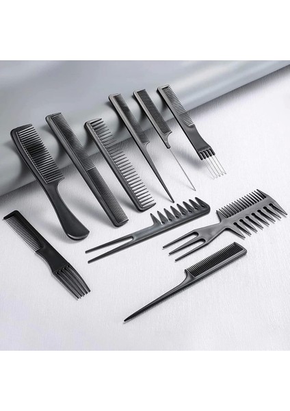10 Parça Profesyonel Kuaför Tarak Seti, Saç Kesim ve Şekillendirme Için Ideal