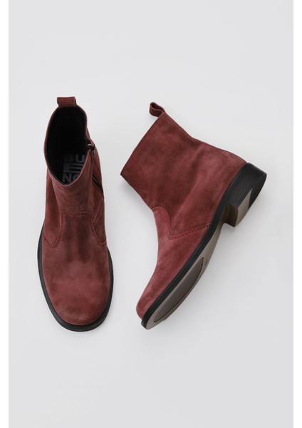 Bordo Süet Kadın Düz Bot 01WV8603 01WV8603