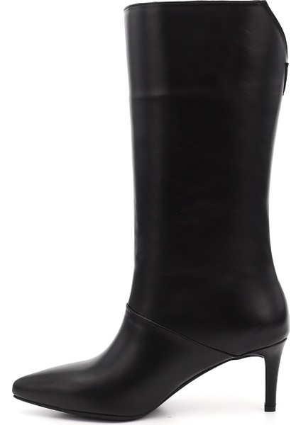 Kadın Siyah Platinum Fermuarlı İnce Topuklu Hakiki Deri Çizme modelleri